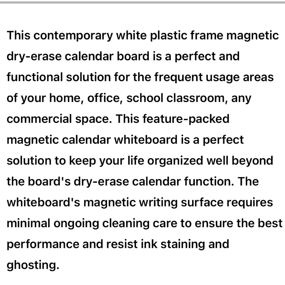 UBrands Framed Cork & Dry-Erase Calendar Board